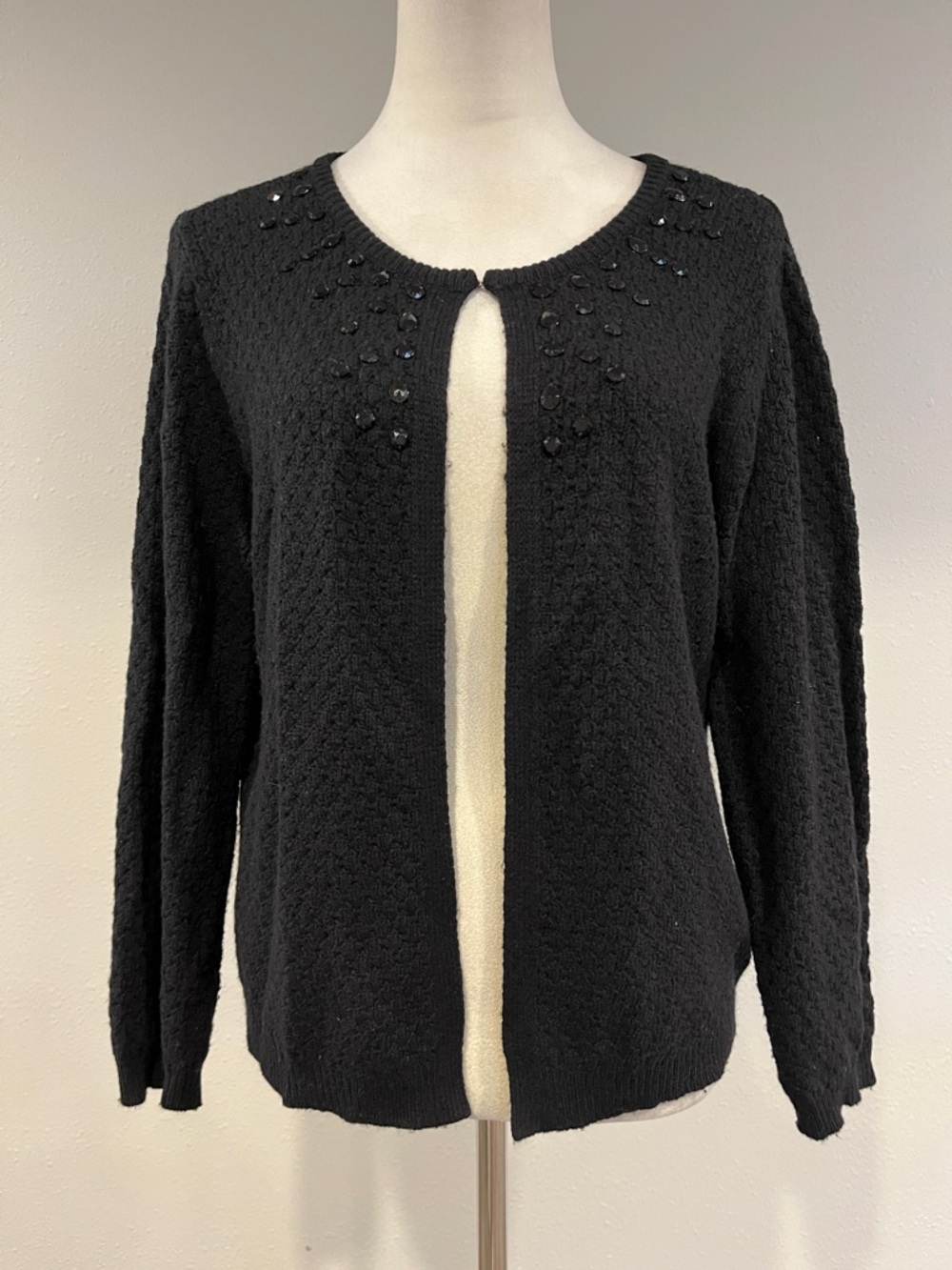 Old Navy Black Embellished Round-Neck cardigan Sweater size large